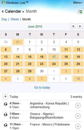 Windows Live Calendar Mobile version