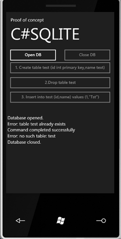 WP7 Sqlite