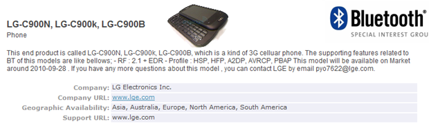 lgc900bluetoothSIG