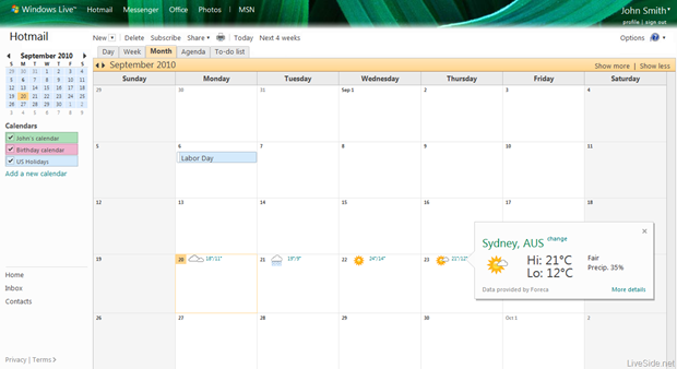 Windows Live Calendar gets updates.
