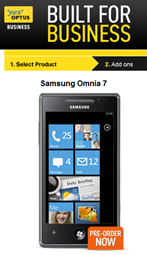 Optus will also carry the Samsung Omnia 7
