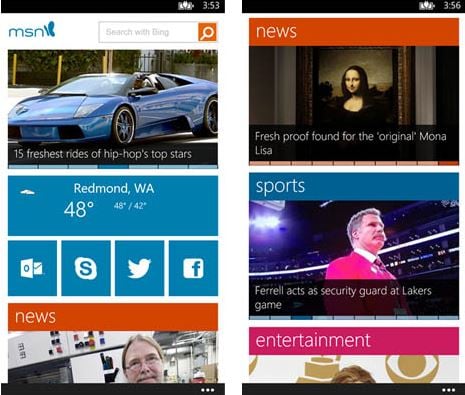 MSN app for Windows Phone 8