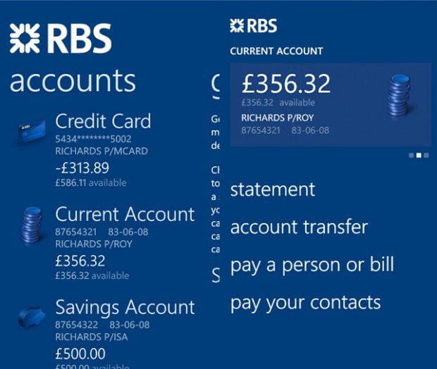 Royal Bank Of Scotland Group Windows Phone app