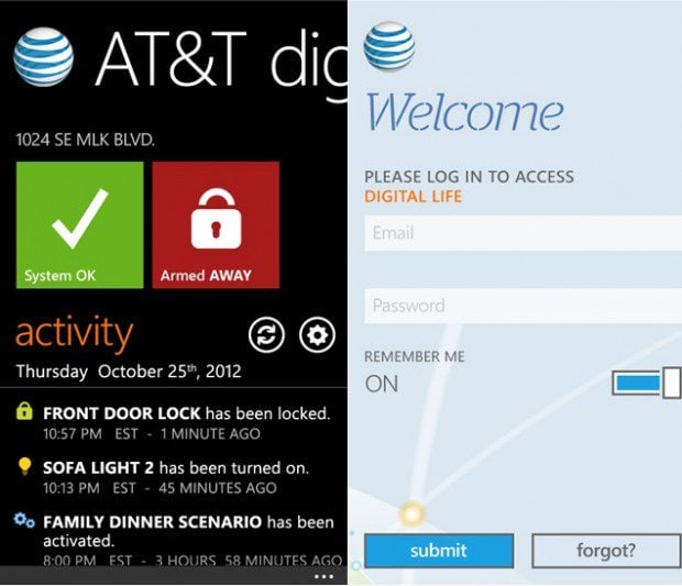 AT&T Digital Life Windows Phone app