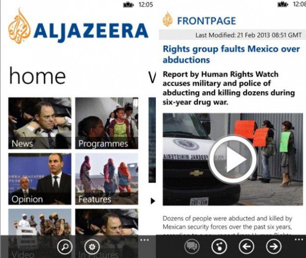 Aljazeera Windows Phone app