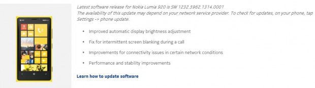 Nokia Lumia 920 AT&T update