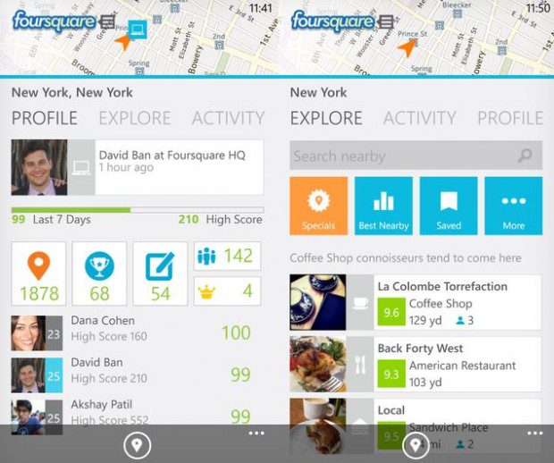 New Foursquare App Windows Phone