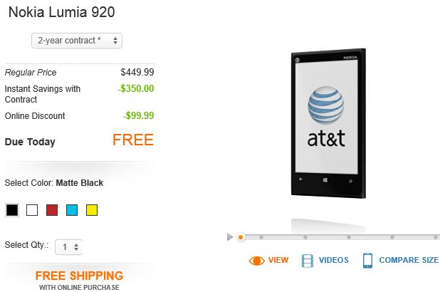 Nokia Lumia 920 AT&T Offer