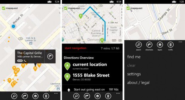 MapQuest Windows Phone