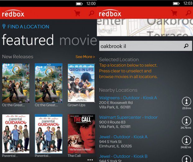 Redbox windows phone app