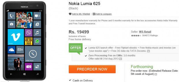 Nokia Lumia 625 India Order