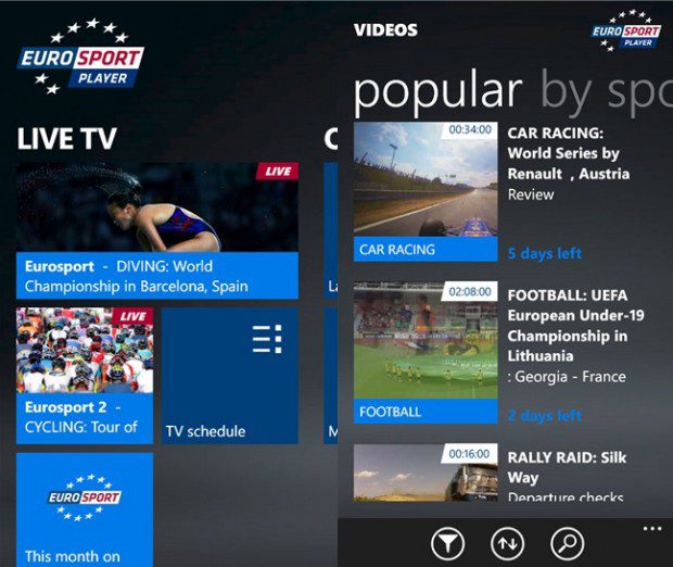 Eurosport Player Windows Phone