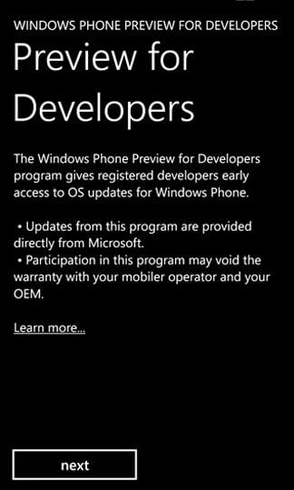 Windows Phone Preview Developers