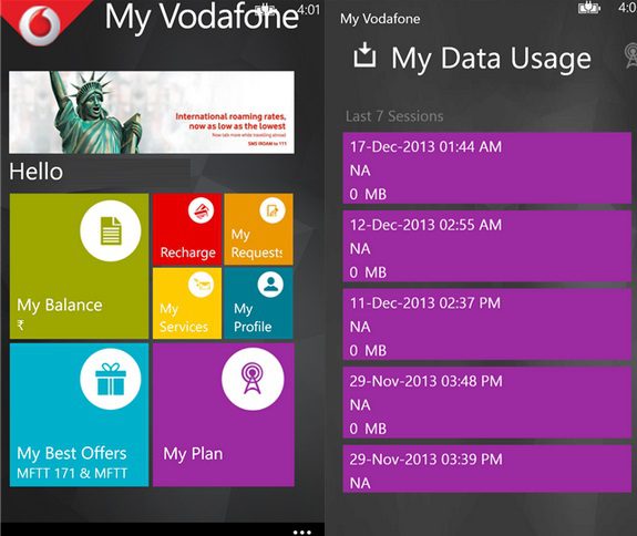 My Vodafone Windows Phone app