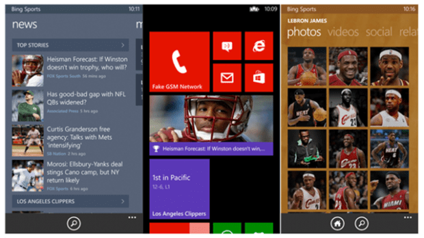 Bing Sports App Windows Phone