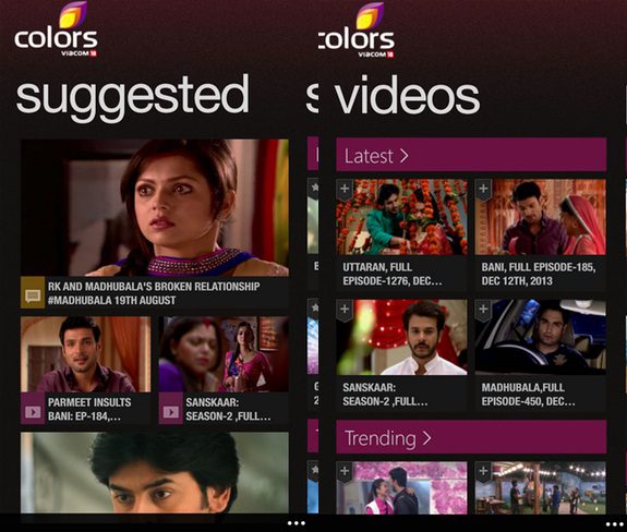 Colors TV App Windows Phone