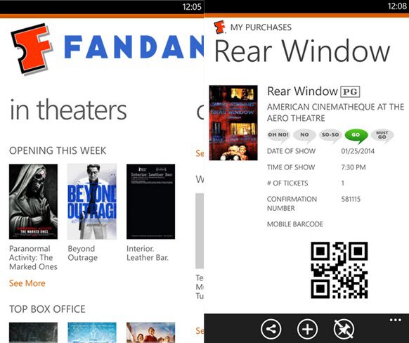 Fandango Windows Phone