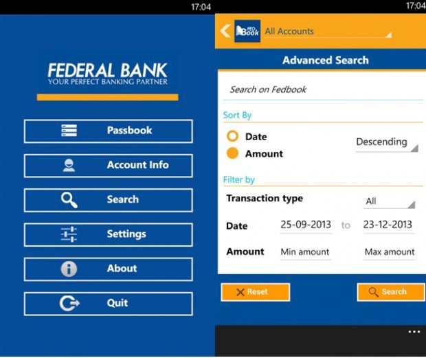 Federal Bank Windows Phone