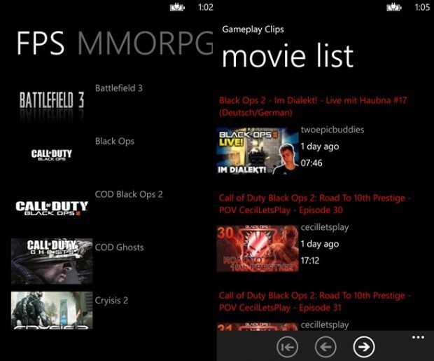 Gameplay Video Windows Phone