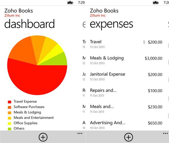 Zoho Books Windows Phone