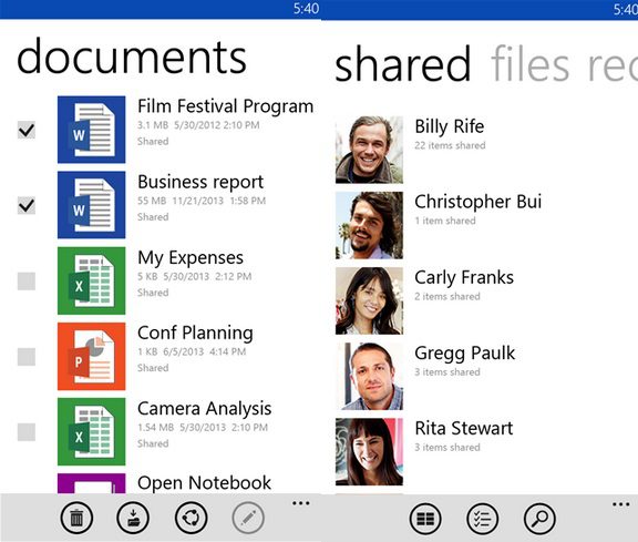 OneDrive Windows Phone app