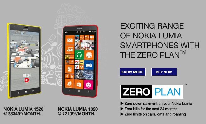 Reliance India Nokia Lumia 1520 Zero Plan