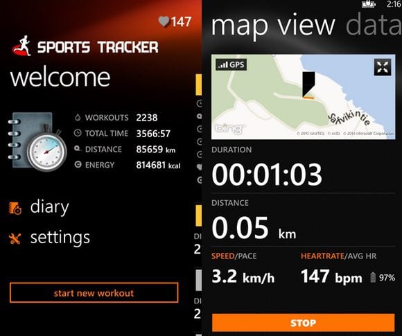 Sports Tracker Windows Phone