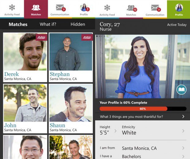 eHarmony Windows Phone app