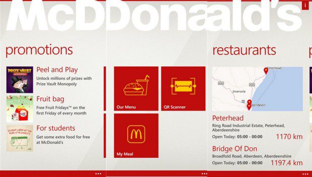 McDonalds Windows Phone app UK