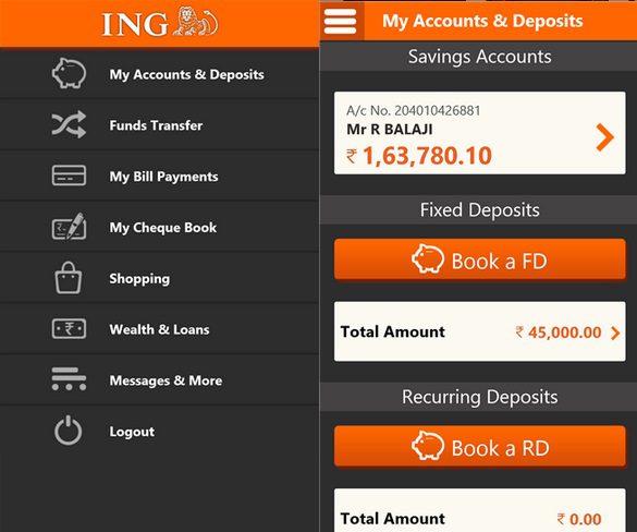 ING Vysya Mobile App Windows Phone