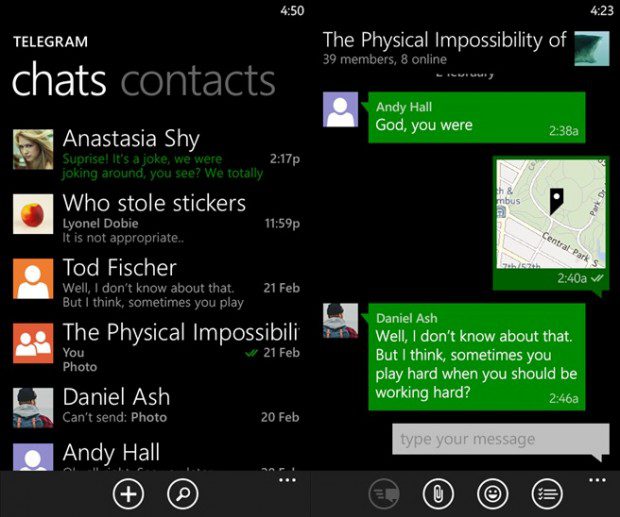 Telegram Messenger Windows Phone