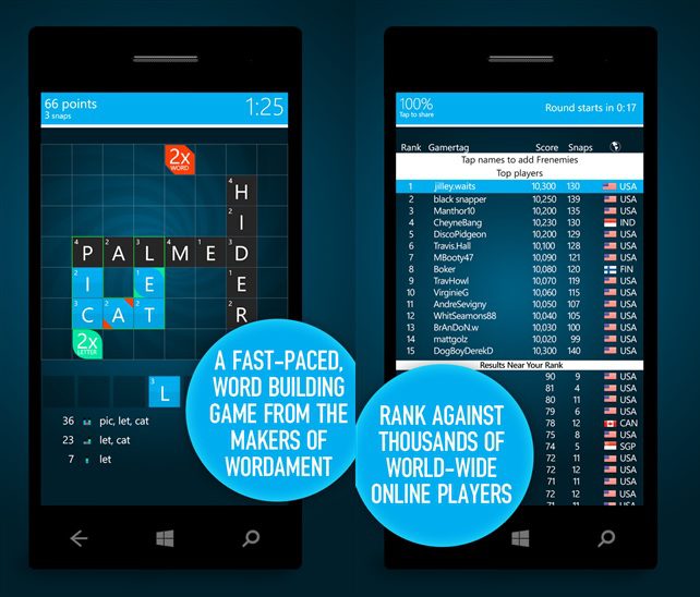 Wordament Windows Phone app