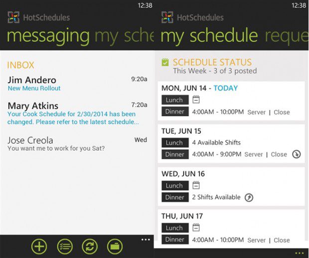 HotSchedule Windows Phone app