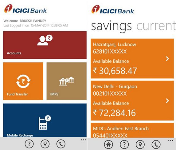 ICICI Bank iMobile Windows Phone