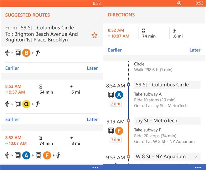 Moovit Windows Phone app