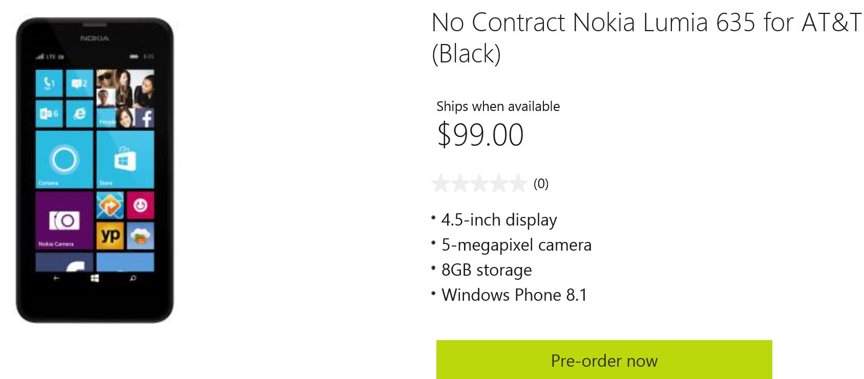 Nokia Lumia 635 Microsoft Store