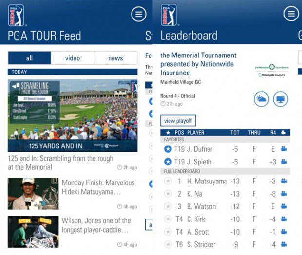 PGA Tour Windows Phone app