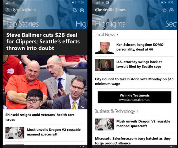 The Seattle Times Windows Phone app
