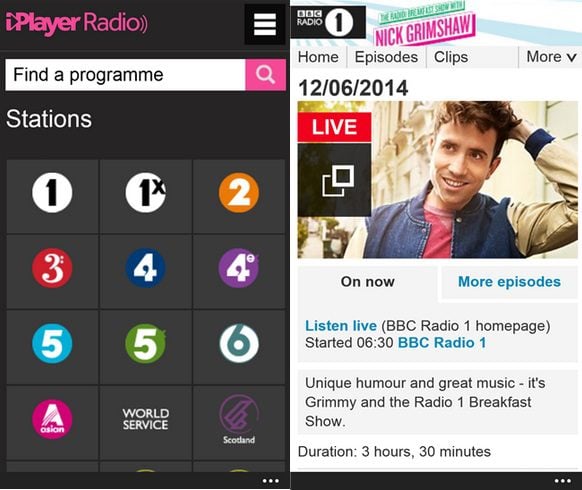 BBC iPlayer Radio Windows Phone