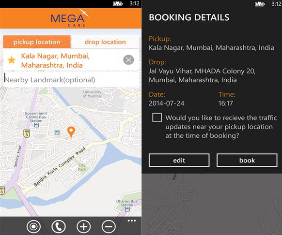 Mega Cabs Windows Phone