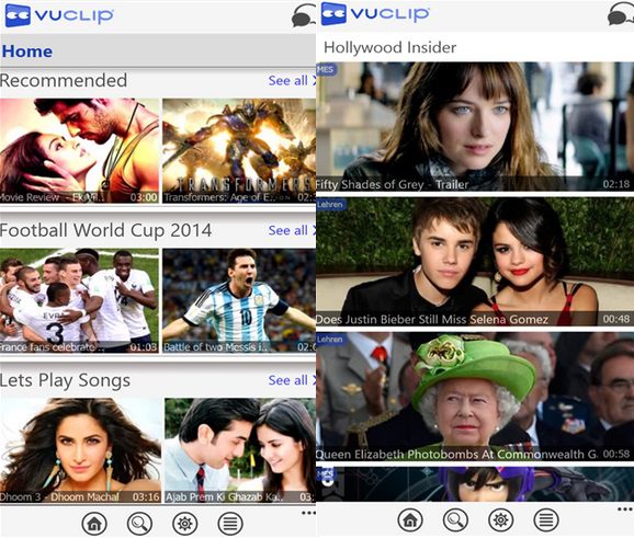 Vuclip Windows Phone app