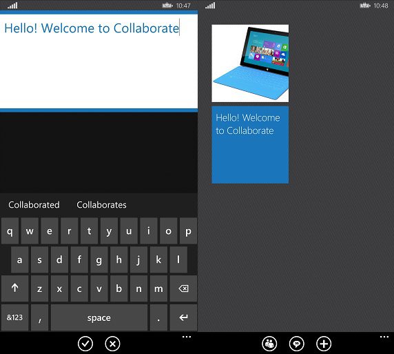 Collabrate Windows Phone app