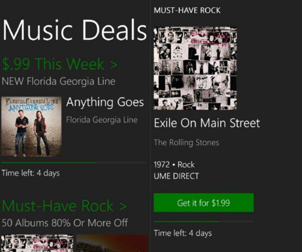 Music Deals Windows Phone app