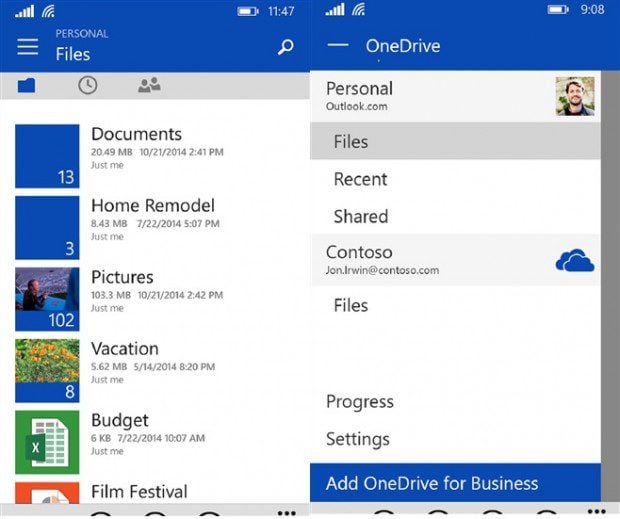 OneDrive for Windows Phone app