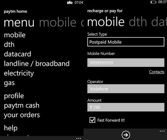 Paytm Windows Phone