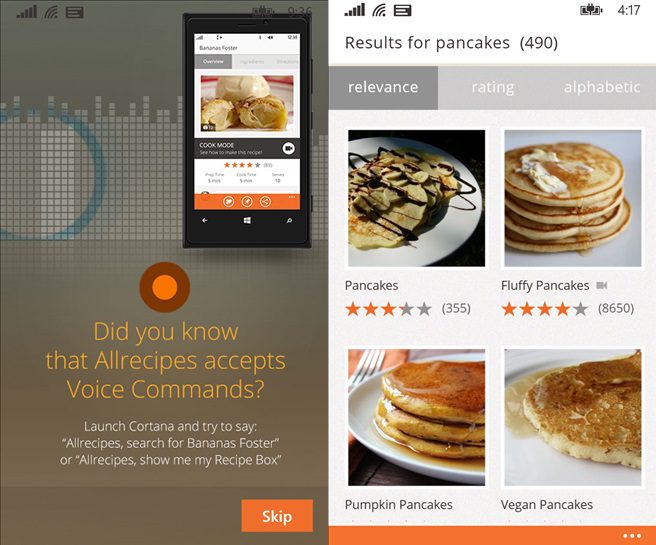 AllRecipes Windows Phone