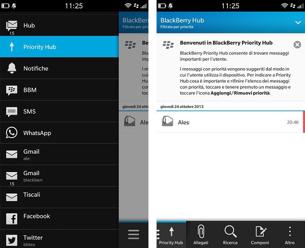 Come utilizzare il BlackBerry Priority Hub con BB10 - 1