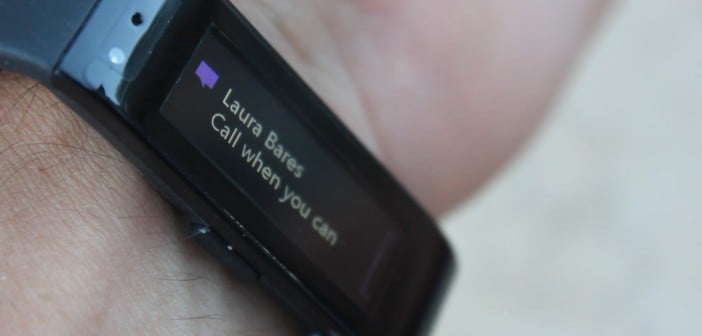 A text message notification on the Microsoft Band