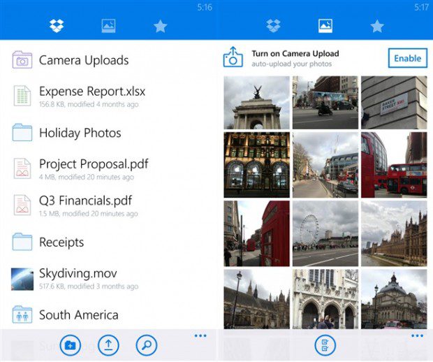 Dropbox Windows Phone