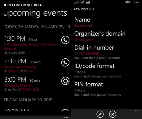 Join Conference Beta Windows Phone